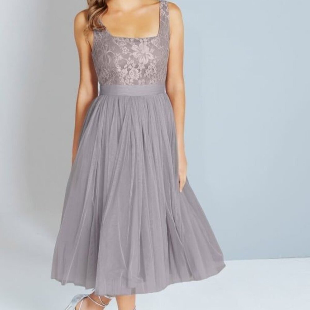 Balletcore Tulle Lace Midi Dress in Grey NWT | Modcloth | Little Mistress